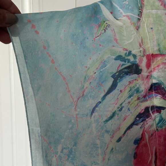 Leona Lovegrove Top Womens Large Beachy Art To Wear Pineapple Pink Blue Flowy - Picture 4 of 9